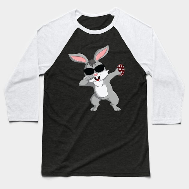 Dabbing Rabbit Easter Baseball T-Shirt by RockyDesigns